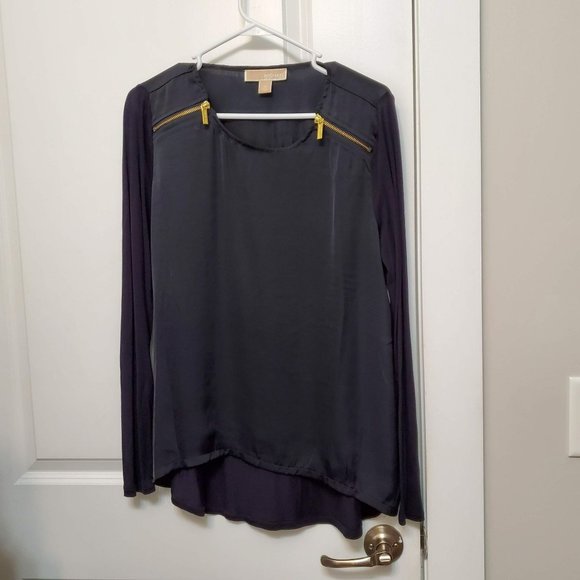 Michael Kors Women's Shirt Blouse Black Gold Zipper, Size M - Picture 1 of 5
